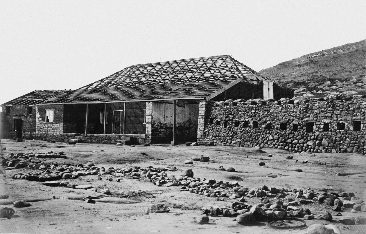 منظر أمامي لمتجر في Rorke&39;s Drift ، نهر بوفالو ، c.1879 بواسطة جيمس لويد