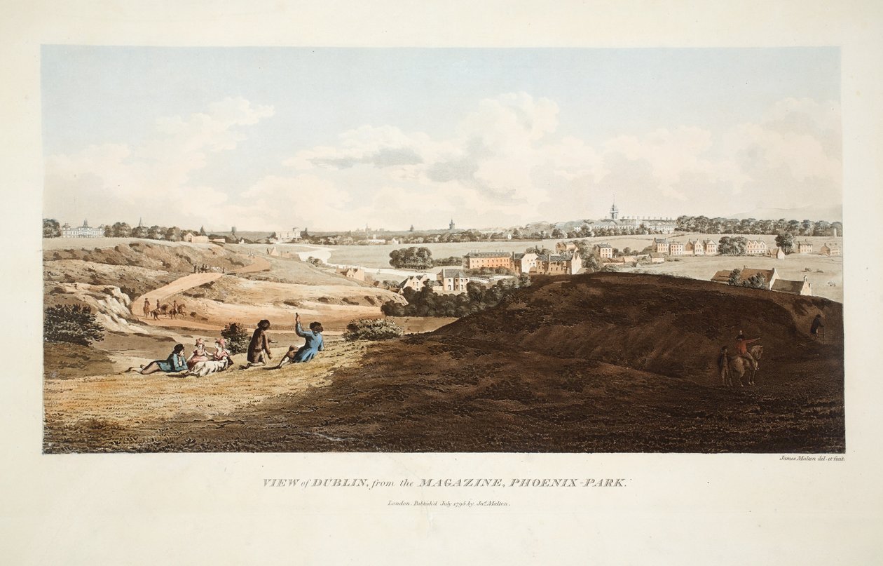 منظر لدبلن من المجلة ، فينيكس بارك ، 1795 (نقش يدوي) بواسطة جيمس مالتون