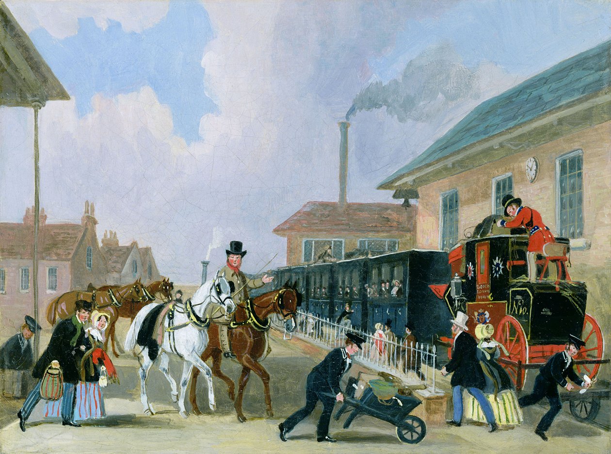 The Louth-London Royal Mail السفر بالقطار من بيتربورو إيست في ديسمبر 1845 (ما بعد الحفظ) بواسطة جيمس بولارد
