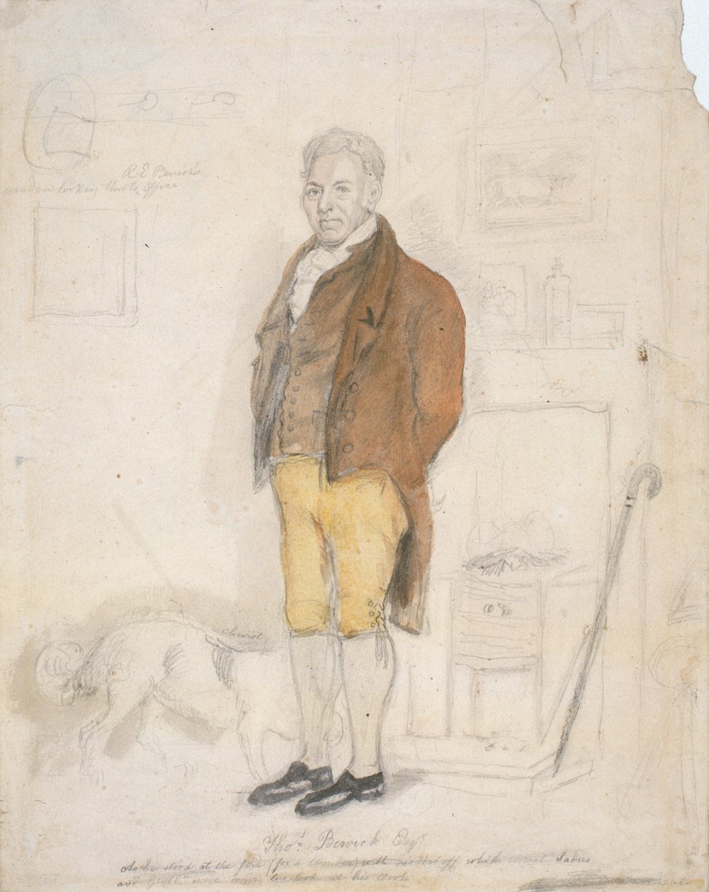 صورة لتوماس بيويك ، 1816 (قلم رصاص ومرحاض على ورق) بواسطة جيمس رامزي
