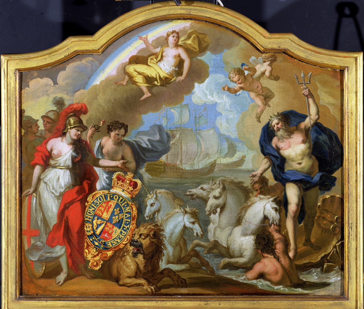 رمزية قوة بريطانيا العظمى عن طريق البحر ، تصميم لوحة زخرفية لمدرب جورج الاحتفالي ، c.1720 بواسطة جيمس ثورنهيل