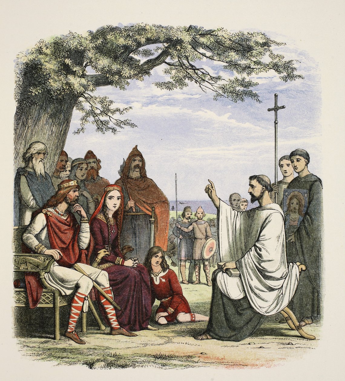الوعظ أوغسطين أمام الملك Ethelbert ، 597 م ، من تاريخ إنجلترا قبل 55 إلى 1485 م ، حانة. لندن ، 1863 بواسطة جيمس ويليام إدموند دويل