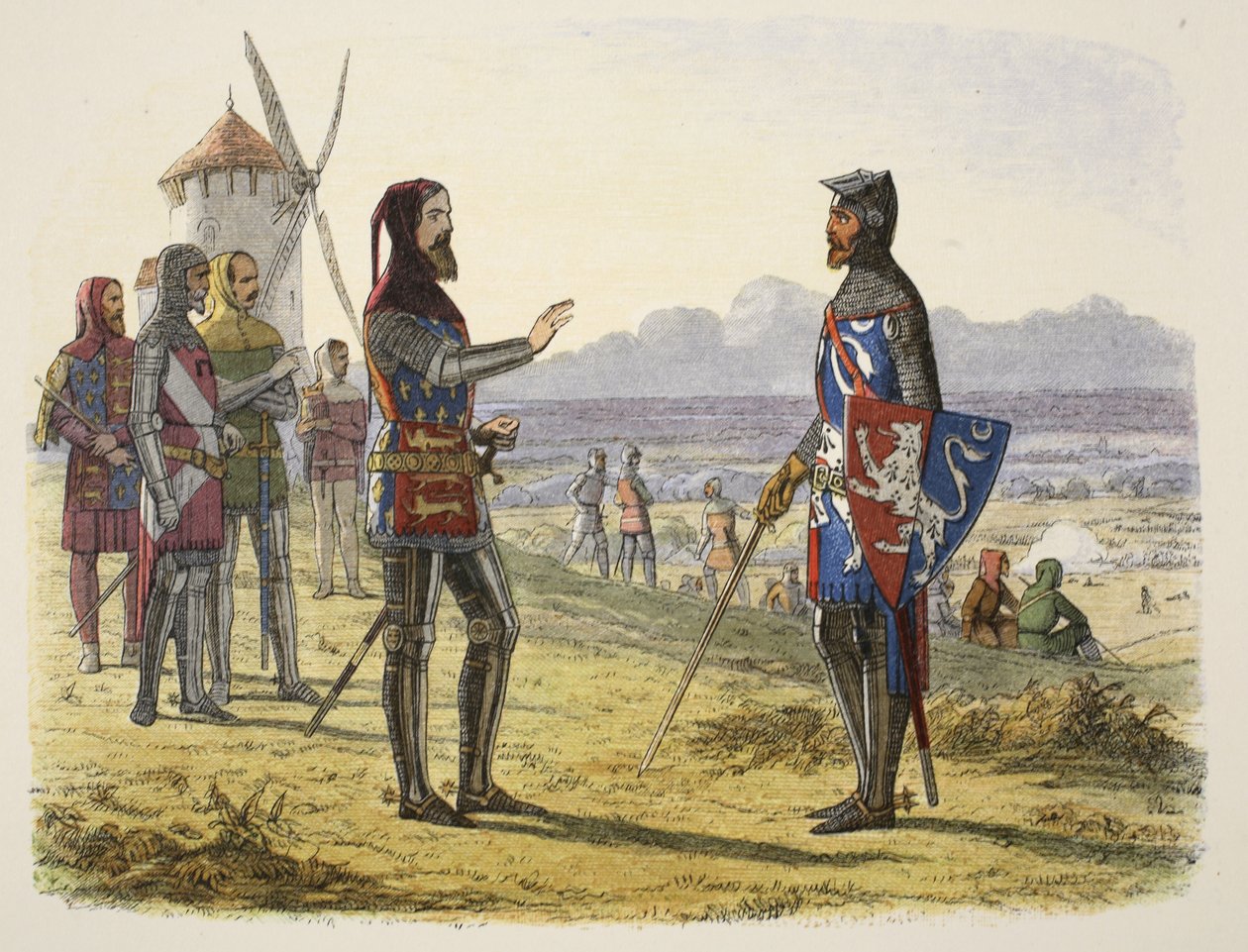 إدوارد يرفض تقديم المساعدة لابنه في كريسي ، من A Chronicle of England BC 55 to 1485 AD. لندن ، 1863 بواسطة جيمس ويليام إدموند دويل