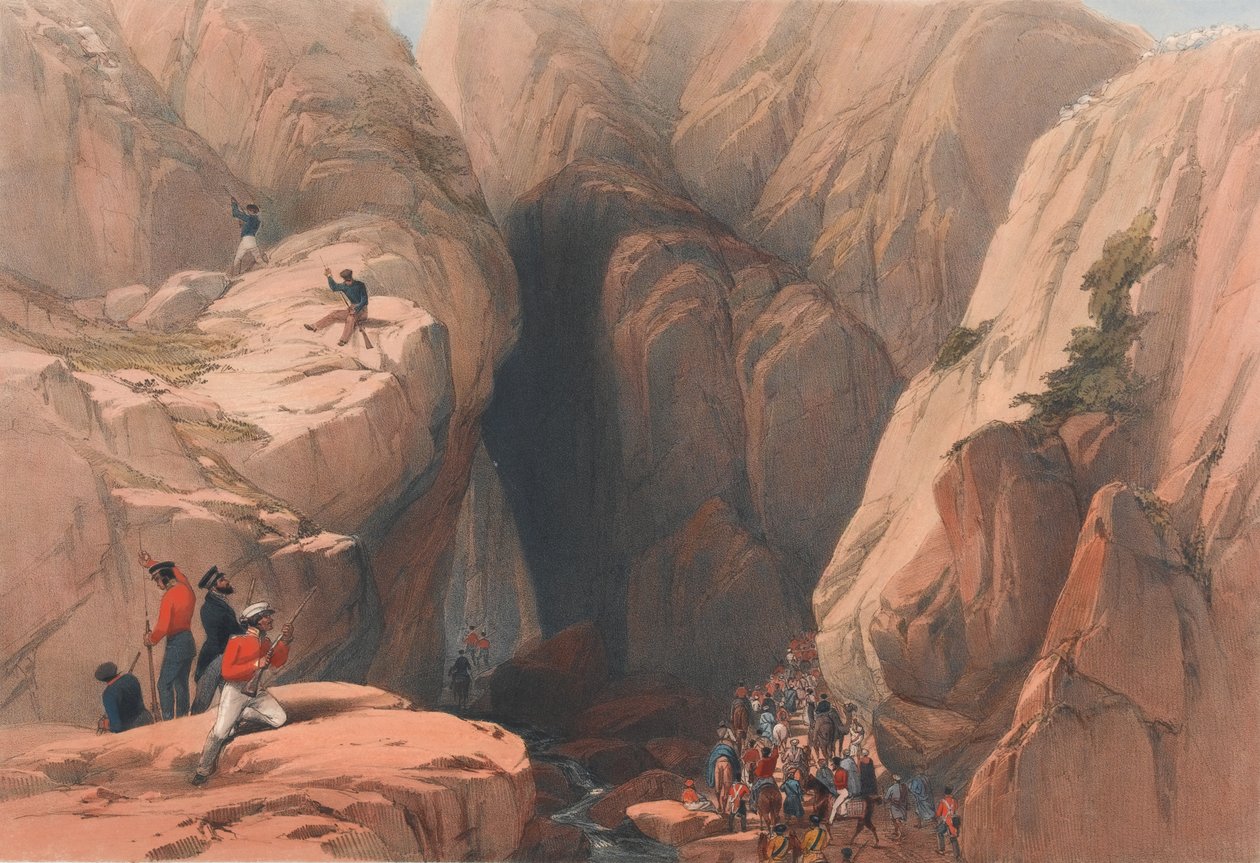 "مدخل إلى ممر كوجاك من باروش" حوالي عام 1839 (طباعة حجرية ، ملون) بواسطة جيمس (بعد) أتكينسون