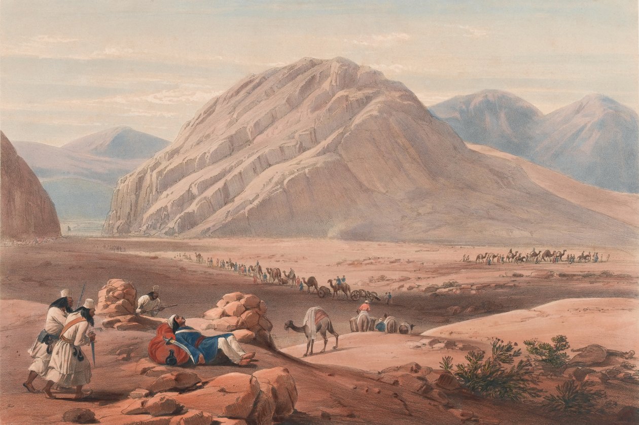 "منظر لجبل بابا نوني" حوالي عام 1839 (طباعة حجرية ، ملون) بواسطة جيمس (بعد) أتكينسون