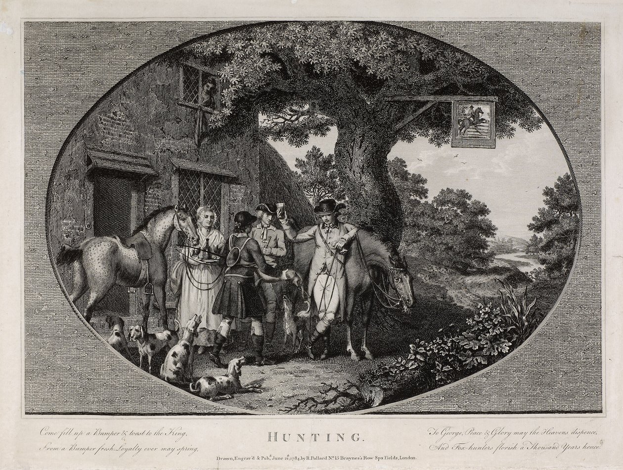 Hunting, engraved by Robert Pollard (1755-1838) بواسطة جيمس (بعد) بولارد