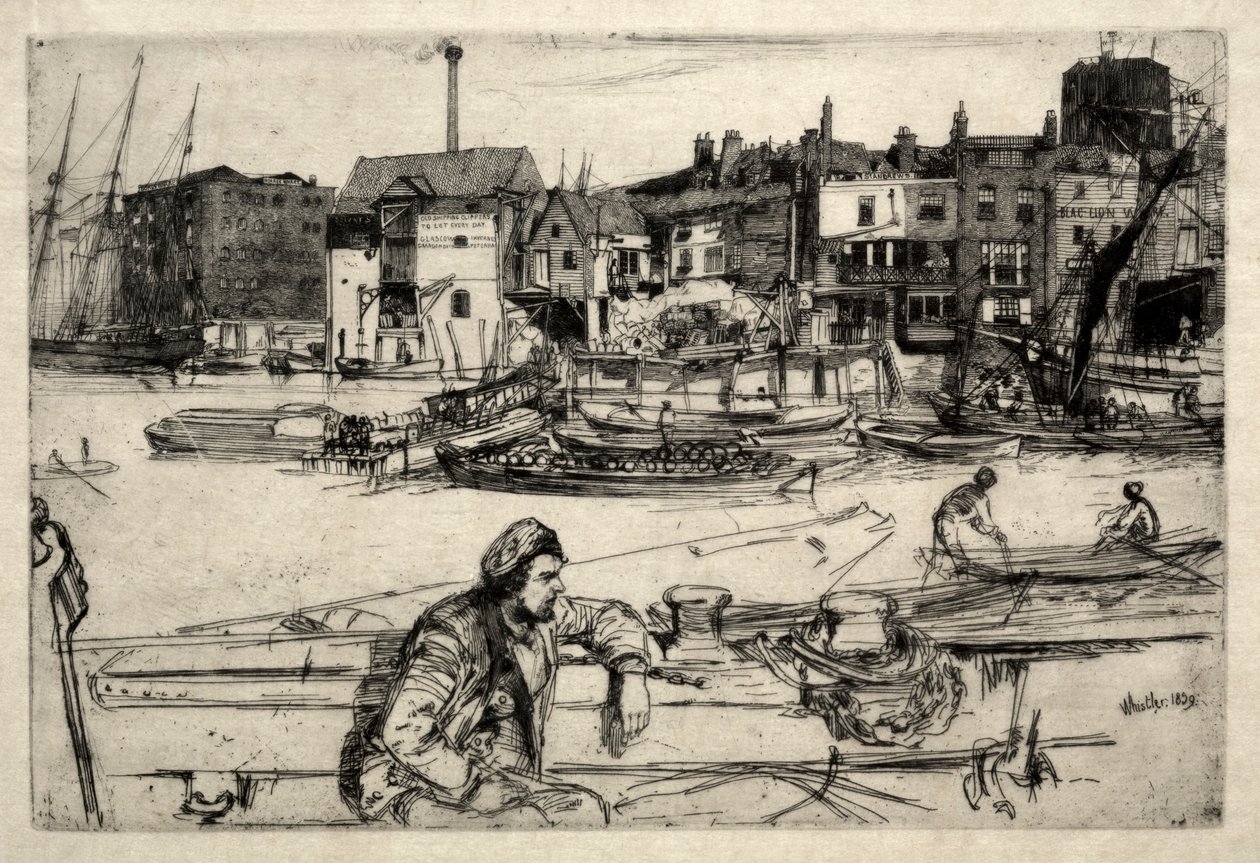 رصيف الأسد الأسود ، 1859. بواسطة جيمس أبوت ماكنيل ويسلر
