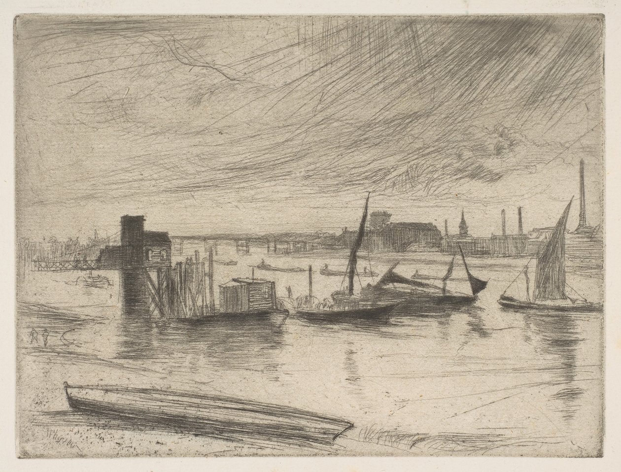 الصباح الباكر ، Battersea Battersea Dawn Cadogan Pier ، 1861. بواسطة جيمس أبوت ماكنيل ويسلر