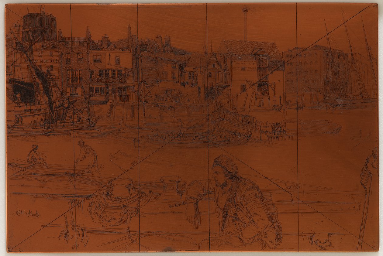 لوحة النقش: Black Lion Wharf ، 1859. بواسطة جيمس أبوت ماكنيل ويسلر