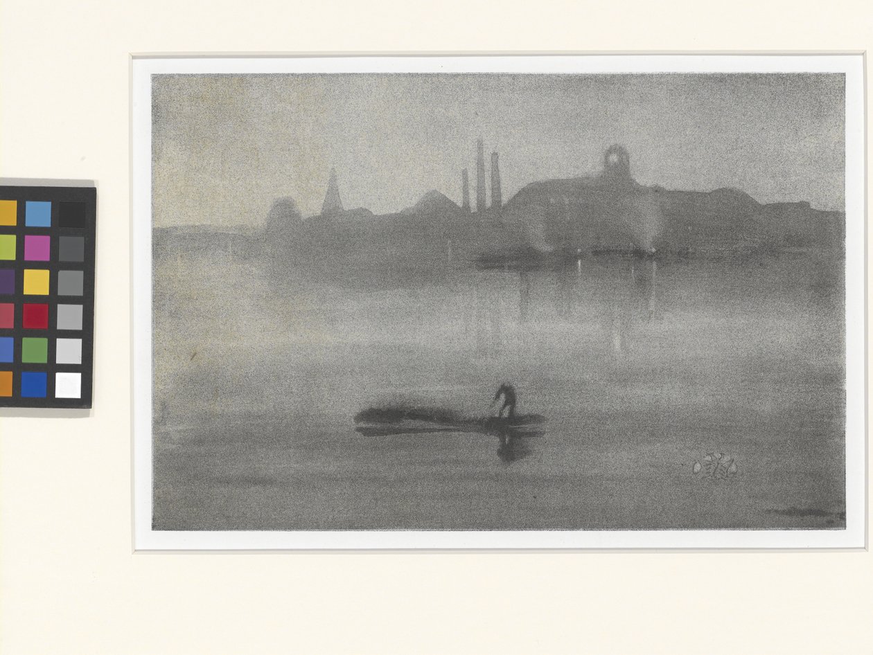 الموسيقى الهادئة: The Thames At Battersea (lithotint) بواسطة جيمس أبوت ماكنيل ويسلر