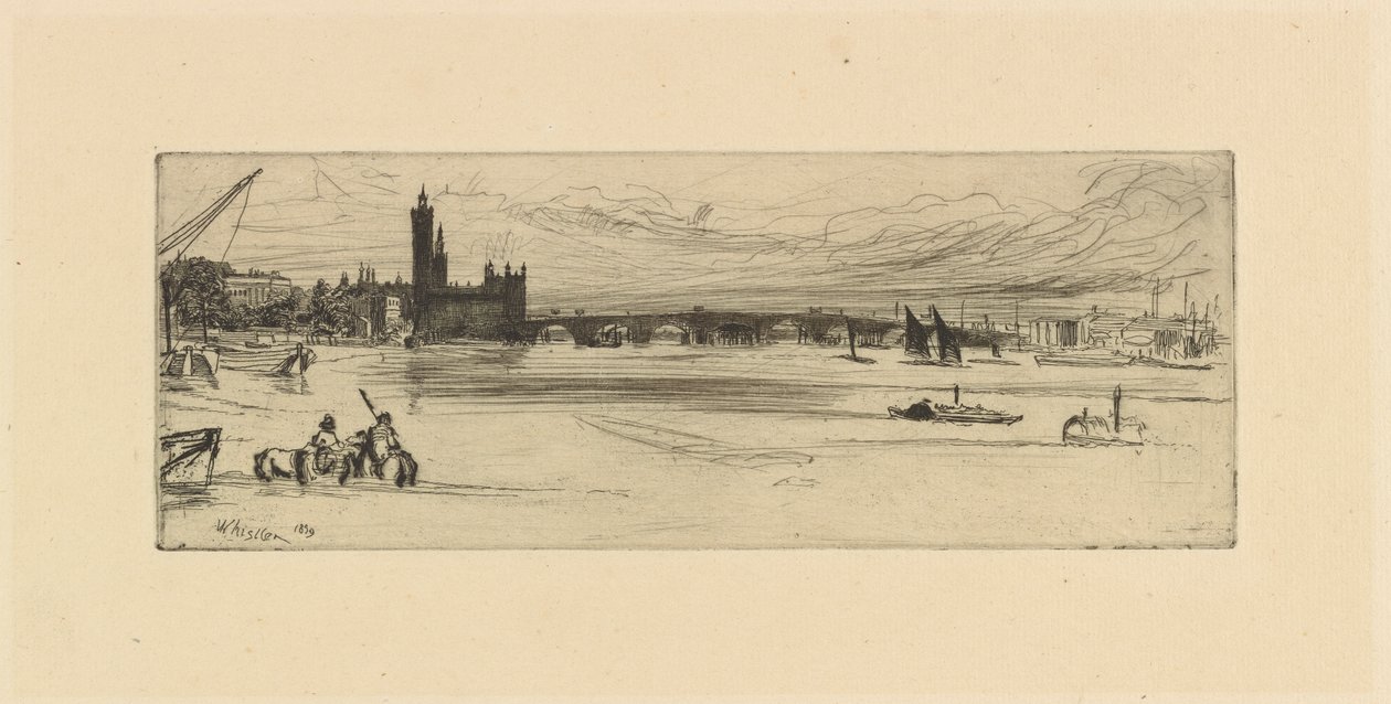 جسر وستمنستر القديم ، 1859. بواسطة جيمس أبوت ماكنيل ويسلر