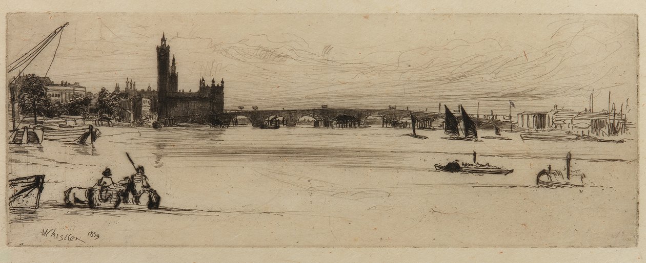 جسر وستمنستر القديم ، 1859. بواسطة جيمس أبوت ماكنيل ويسلر