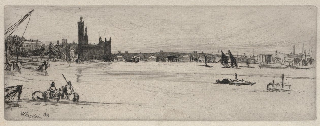 جسر وستمنستر القديم ، 1859. بواسطة جيمس أبوت ماكنيل ويسلر