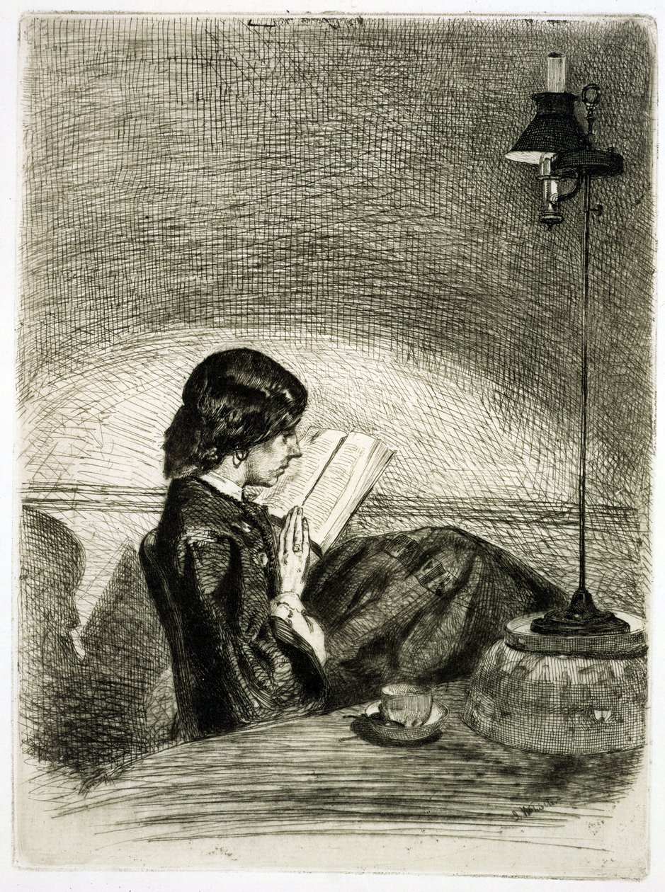 قراءة من قبل Lamplight ، 1858 بواسطة جيمس أبوت ماكنيل ويسلر