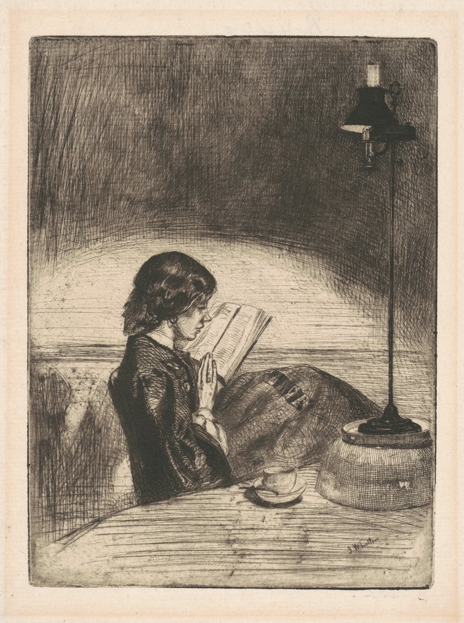القراءة بواسطة Lamplight ، 1859. بواسطة جيمس أبوت ماكنيل ويسلر