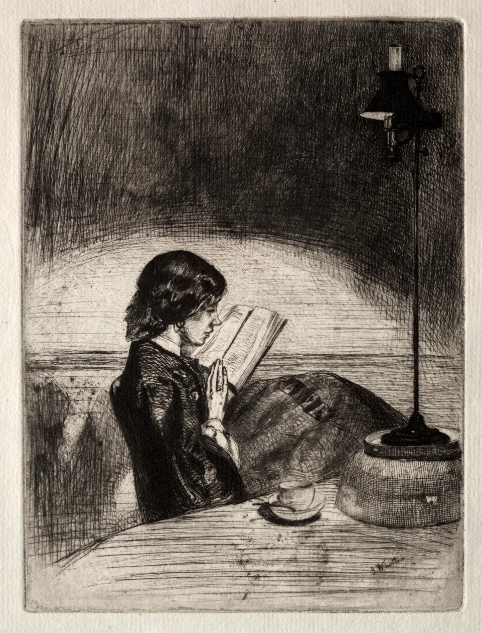 قراءة من قبل Lamplight ، 1859. بواسطة جيمس أبوت ماكنيل ويسلر