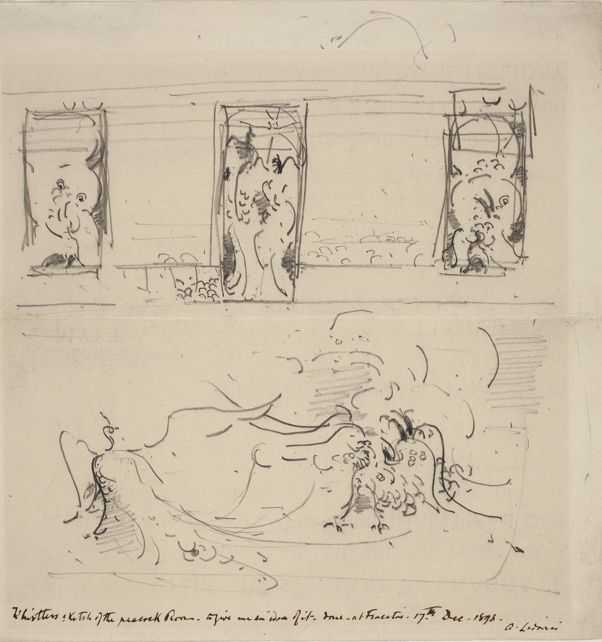 رسم تخطيطي لغرفة الطاووس ، 1898 بواسطة جيمس أبوت ماكنيل ويسلر