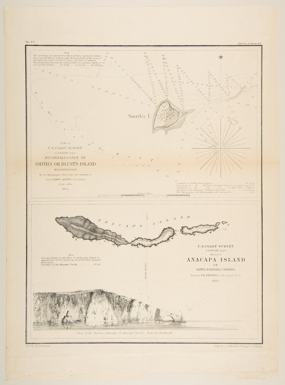 مسح الساحل الأمريكي ... استطلاع جزيرة سميث أو جزيرة بلانت ، واشنطن الولايات المتحدة ... ، 1854-57 بواسطة جيمس أبوت ماكنيل ويسلر
