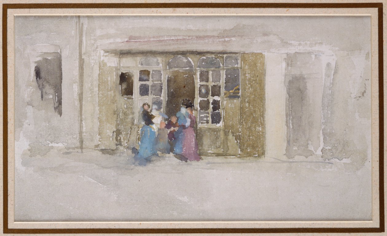 النساء والأطفال عند باب المتجر ، ج 1888 بواسطة جيمس أبوت ماكنيل ويسلر