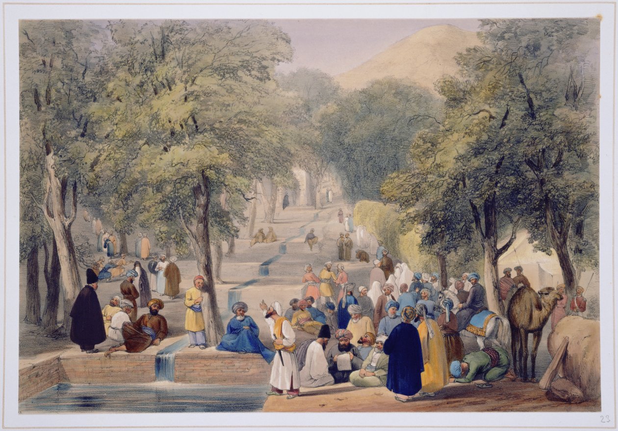 الجادة في قبر بابرس ، من اسكتشات في أفغونستان ، محفورة من قبل تشارلز هاغي (1810-1888) ولويس هاغي (1806-1885) ، نشرها هنري جريفز ، 1842 بواسطة جيمس أتكينسون