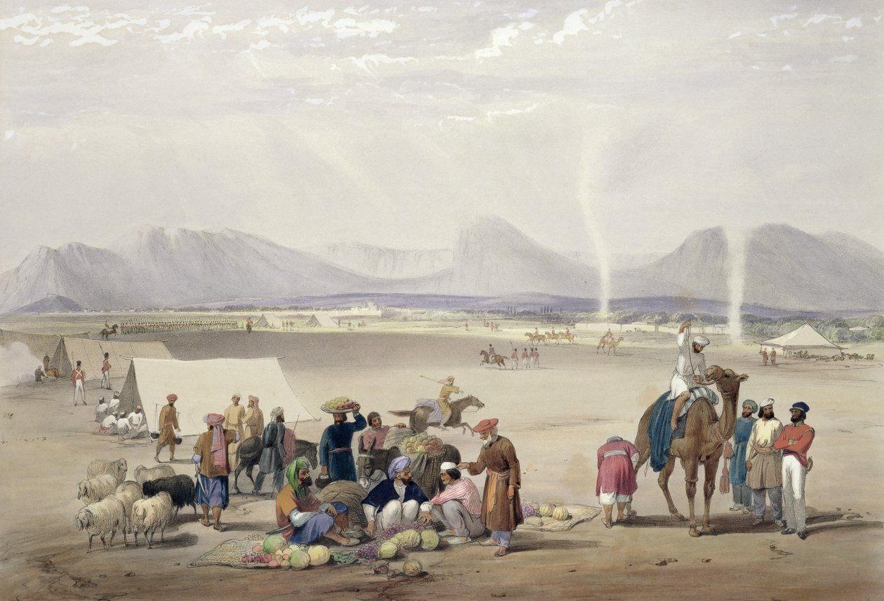 مدينة قندهار ، من "اسكتشات في أفغانستان" ، نقشها تشارلز هاغي (1810-1888) ولويس هاغي (1806-1885) نشرها هنري جريفز ، 1842 بواسطة جيمس أتكينسون