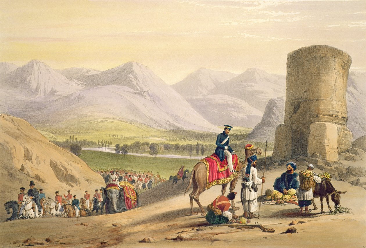 وادي الميدان ، من "اسكتشات في أفغانستان" ، نقشها تشارلز هاغي (1810-1888) ولويس هاغي (1806-1885) نشرها هنري جريفز ، 1842 بواسطة جيمس أتكينسون