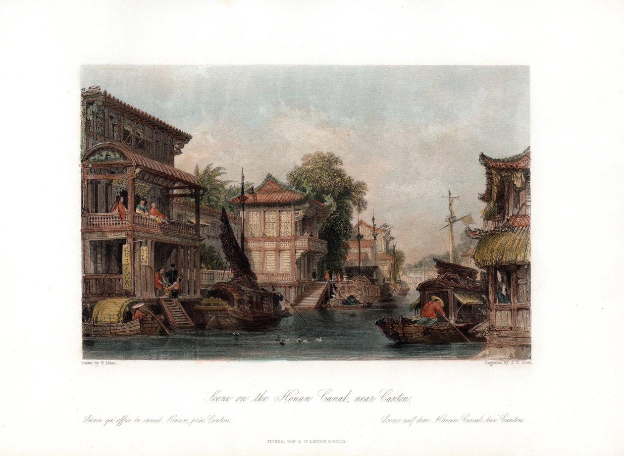 مشهد على قناة هونان ، بالقرب من كانتون ، الصين ، c1840. بواسطة جيمس ب. ألين