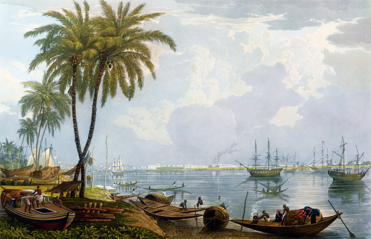 منظر لكلكتا ، من نقطة مقابل كيدربور ، 1837 ، نقشها روبرت هافيل الأصغر (1793-1878) (أكواتينت) بواسطة جيمس بيلي فريزر