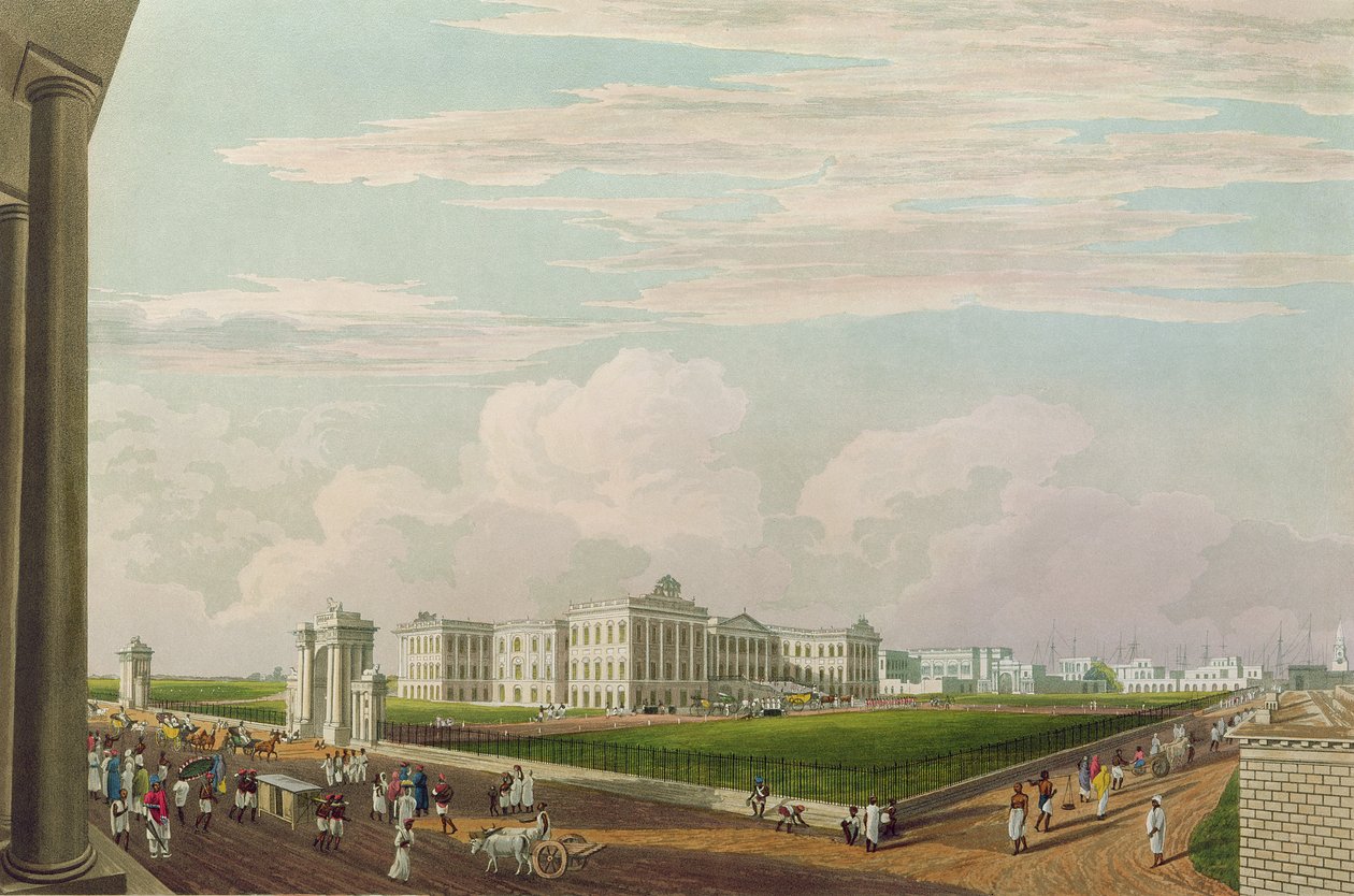 منظر لمنزل الحكومة ، كلكتا ، 1826 ، نقشه روبرت هافيل الأصغر (1793-1878) (أكواتينت) بواسطة جيمس بيلي فريزر