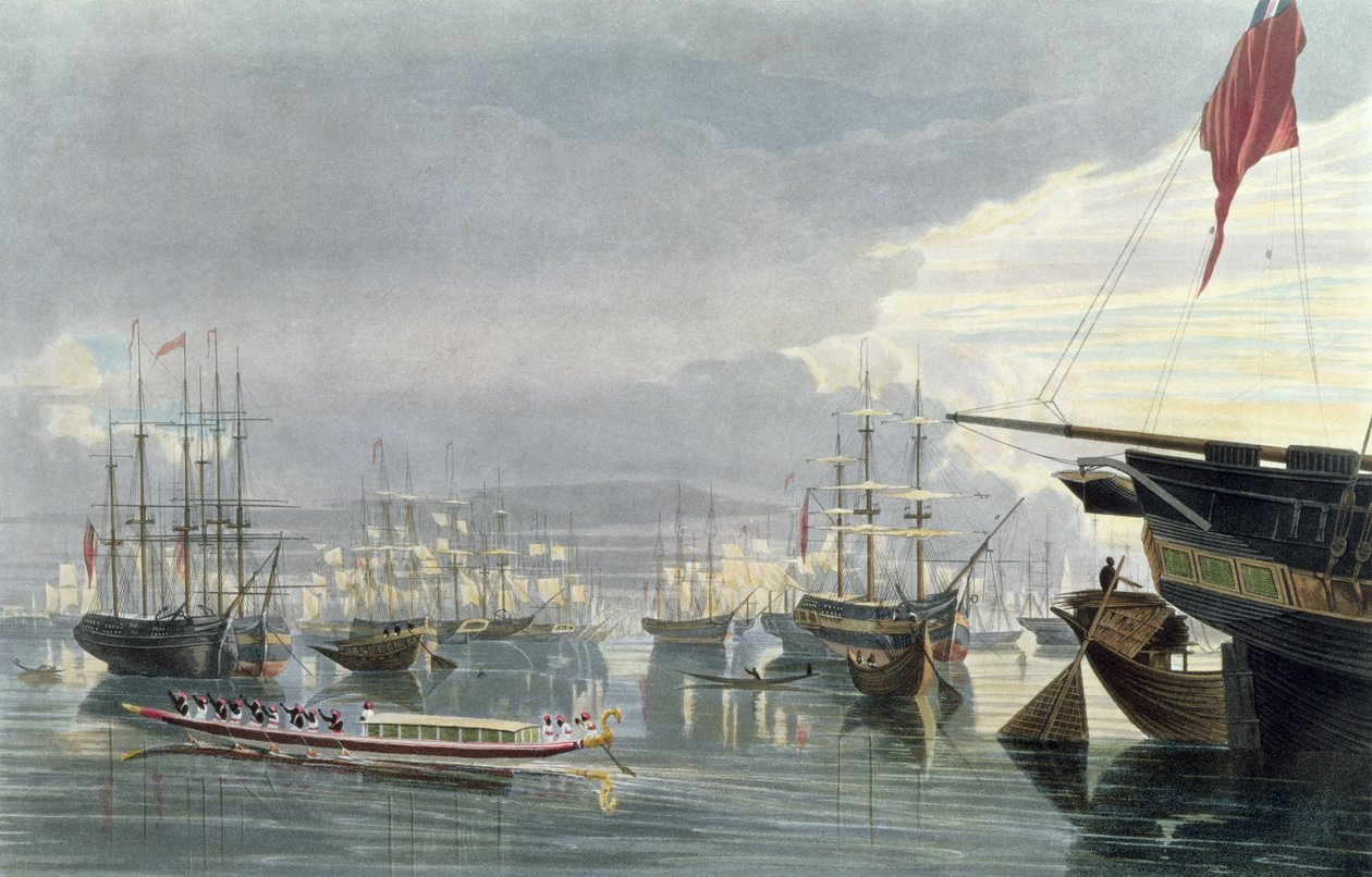 منظر للنهر والشحن ومدينة كالكوتا ، بالقرب من رصيف سميثس ، 1837 ، نقشه روبرت هافيل الأصغر (1793-1878) (أكواتينت) بواسطة جيمس بيلي فريزر