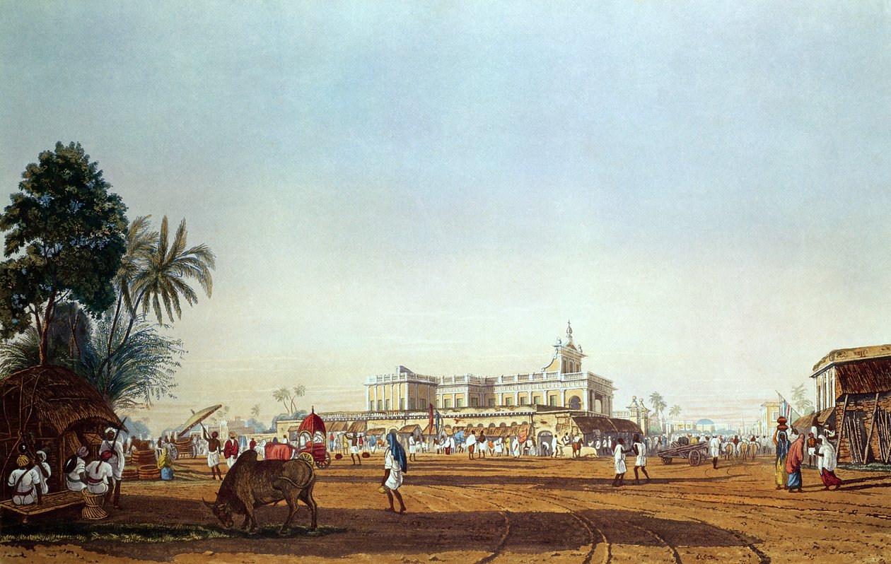 بازار لال والكنيسة البرتغالية ، كلكتا ، نقشها روبرت هافيل ، حانة. 1824 بواسطة جيمس بيلي فريزر