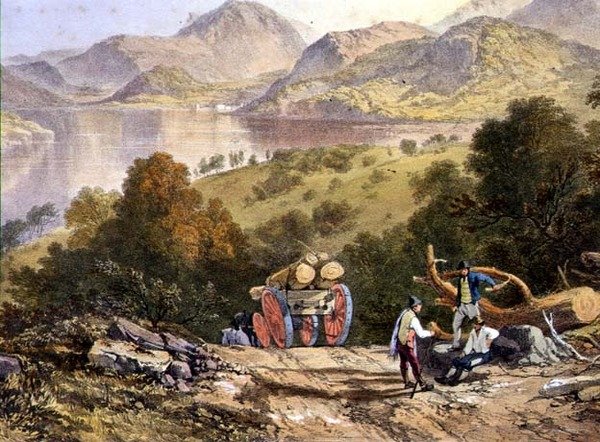 Ullswater ، تفاصيل عربة الحطاب ، من "The English Lake District" بواسطة جيمس بيكر (بعد) باين