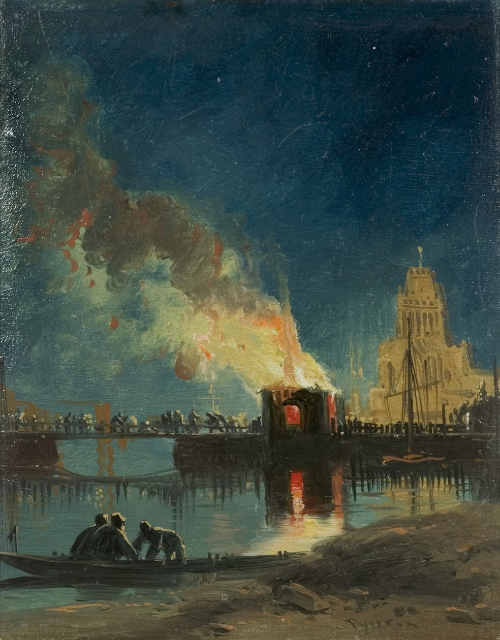 أعمال شغب بريستول: حرق المنازل ذات الرسوم ، جسر شارع الأمير ، حوالي عام 1831 (زيت على ورق) بواسطة جيمس بيكر باين