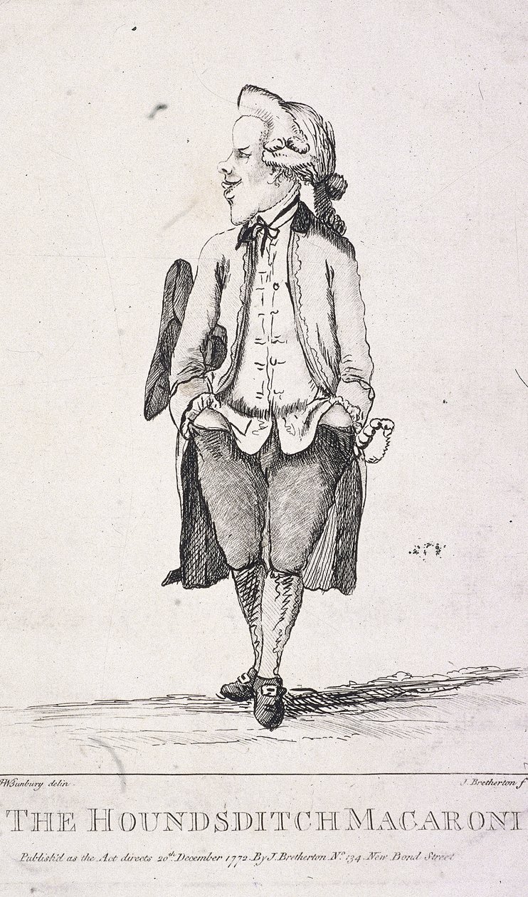 "The Houndsditch Macaroni" ، 1772 بواسطة جيمس بريثرتون