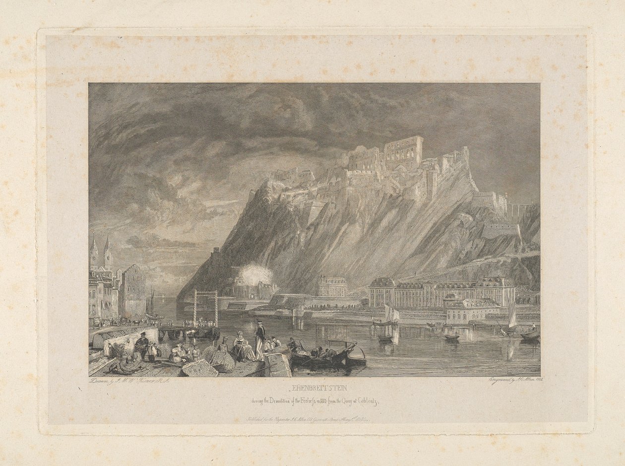 Ehenbreitstein ، أثناء هدم القلعة في عام 1817 من رصيف Coblentz. بواسطة جيمس سي ألين