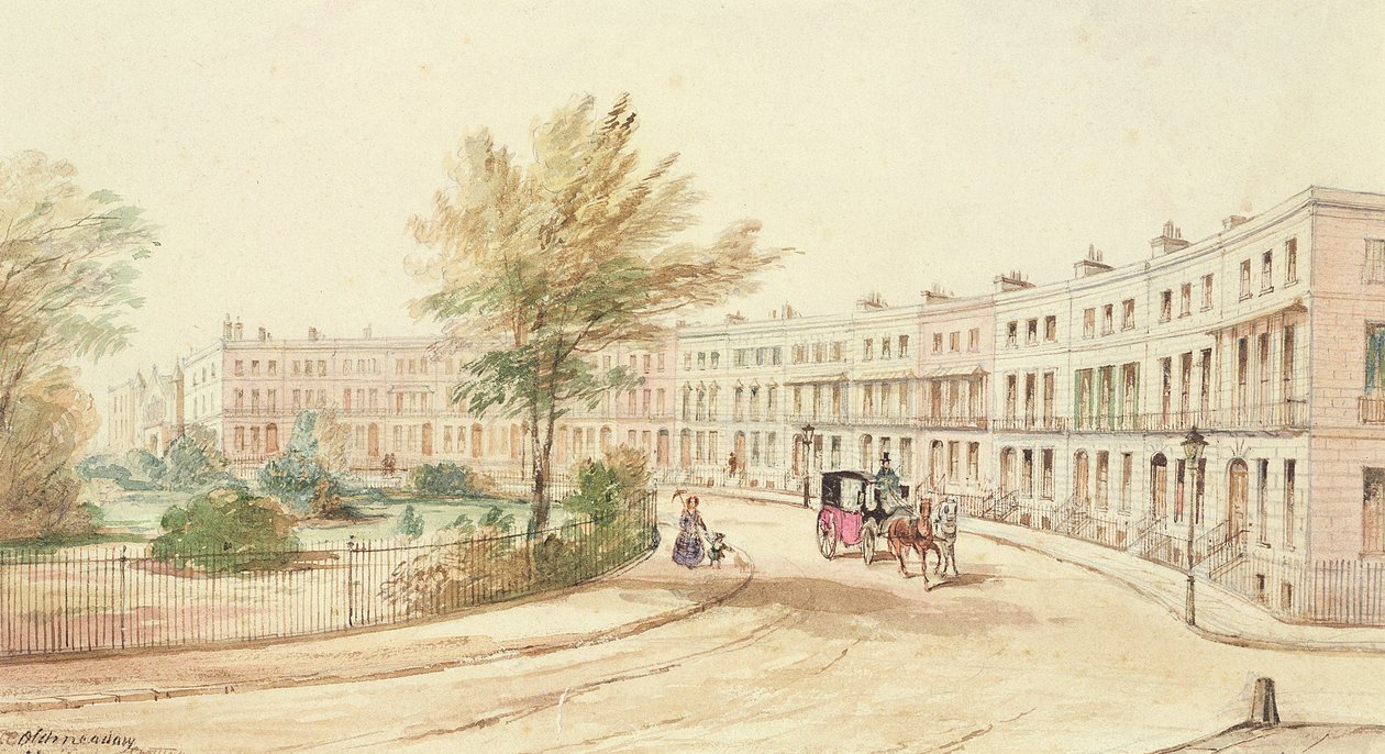 الهلال الملكي ، شلتنهام ، c.1850 (مرحاض على ورق) بواسطة جيمس تشارلز أولدميدو