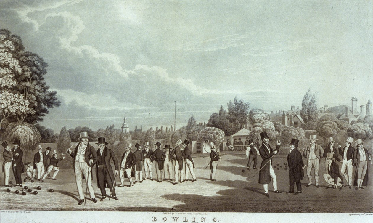 Bowling, engraved by James Clements (litho) بواسطة جيمس كليمنتس