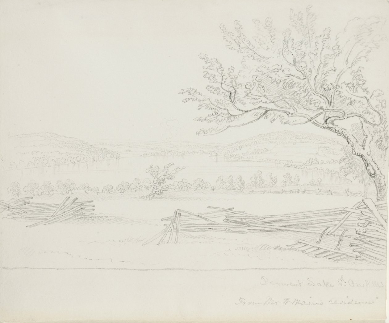 ديروينت ليك من السيد دبليو ماينز ريزيدنس ، 1843 (الجرافيت على ورق نسج كريم) بواسطة جيمس ديفيد سميلي