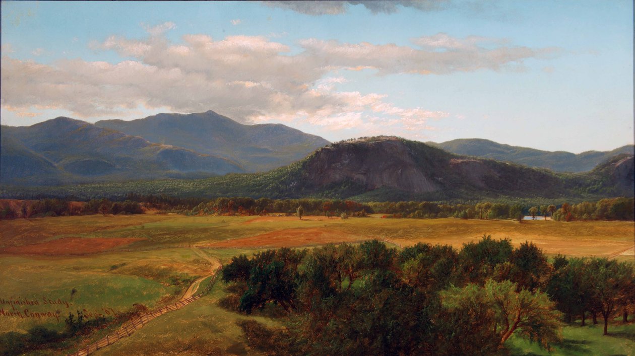 جبل موات و White Horse Ledge ، دراسة ، نورث كونواي ، نيو هامبشاير ، 1867 بواسطة جيمس ديفيد سميلي