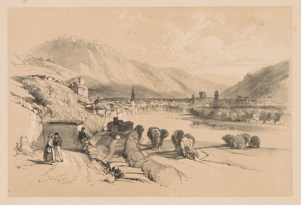 اسكتشات في الداخل والخارج: منظر عام لترينتو ، 1834. بواسطة جيمس دوفيلد هاردينج