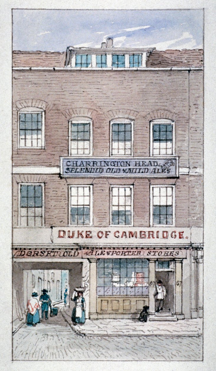 منظر لـ Duke of Cambridge Tavern، Shoe Lane، City of London، c1840. بواسطة جيمس فيندلي