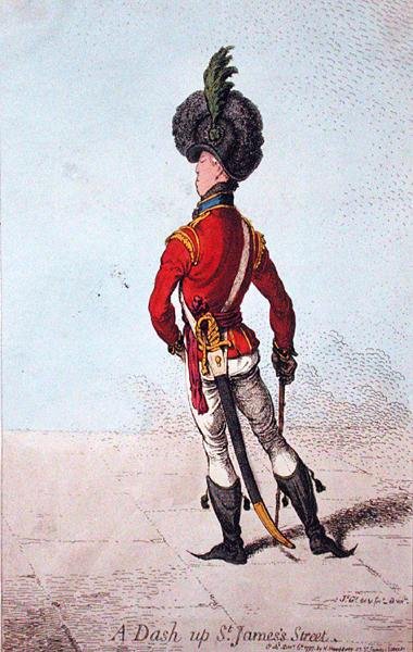 اندفاعة فوق شارع سانت جيمس ، نشرتها هانا همفري عام 1797 (نقش ملون يدويًا) بواسطة جيمس جيلراي