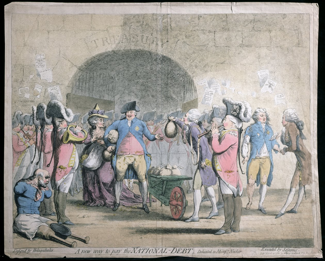 طريقة جديدة لسداد الدين الوطني ، نشرها دبليو هولاند في عام 1786 (النقش الملون باليد والنقش) بواسطة جيمس جيلراي
