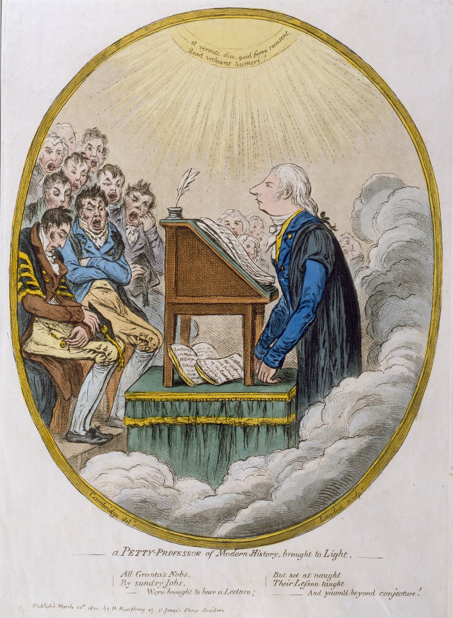 تم الكشف عن أستاذ تافه للتاريخ الحديث للضوء ، نشرته هانا همفري في عام 1810 (النقش باستخدام aquatint) بواسطة جيمس جيلراي