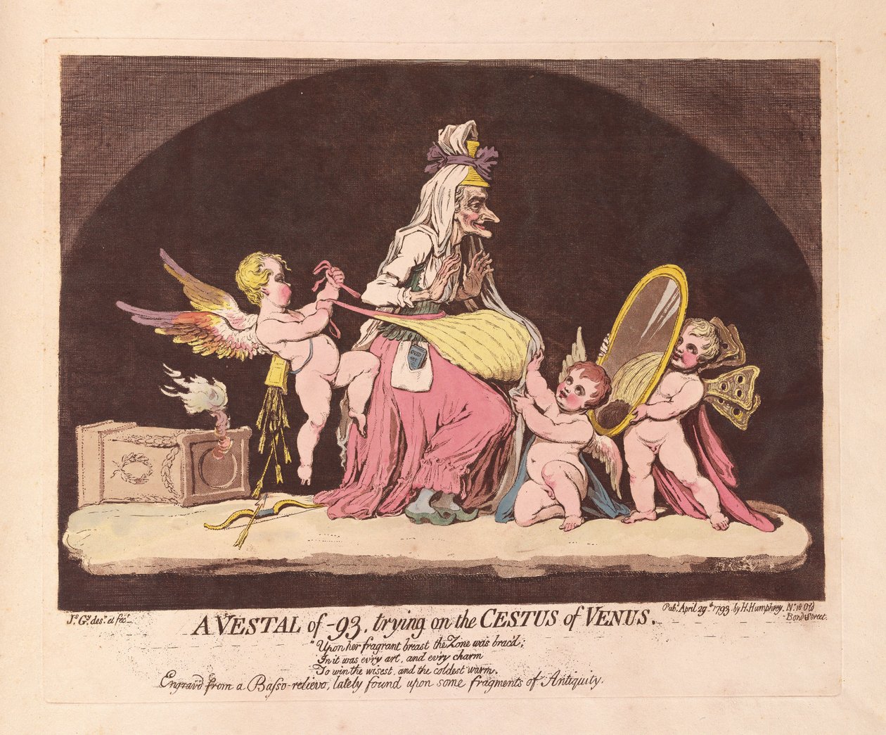 فيستال من -93 ، يحاول على Cestus of Venus ، الحانة. 1793 (نقش يدوي) بواسطة جيمس جيلراي