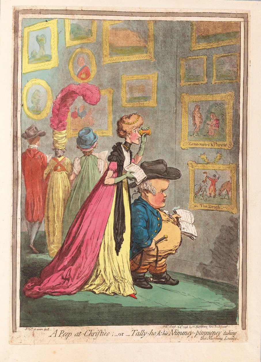 زقزقة في كريستيز. - أو - تالي هو ، و Nimeny-pimmeney يأخذون صالة الصباح ، الحانة. 1796 (نقش ملون) بواسطة جيمس جيلراي