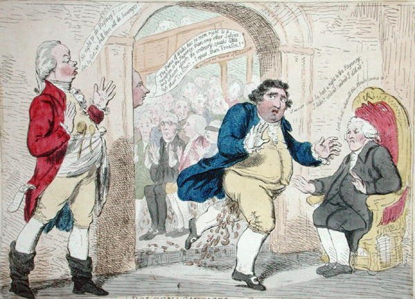 Bologna-Sausages ، أو Opposition Flux'd ، الذي نشرته SW Fores في عام 1788 (نقش ملون يدويًا) بواسطة جيمس جيلراي