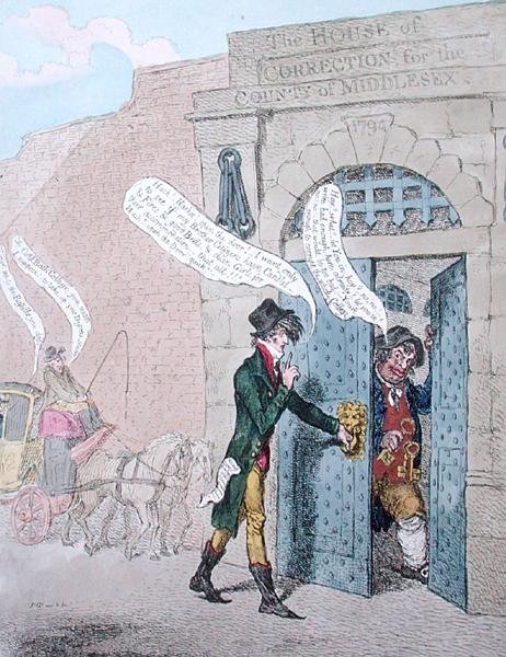 مواطنون يزورون الباستيل ، نشرته هانا همفري عام 1799 (نقش ملون يدويًا) بواسطة جيمس جيلراي