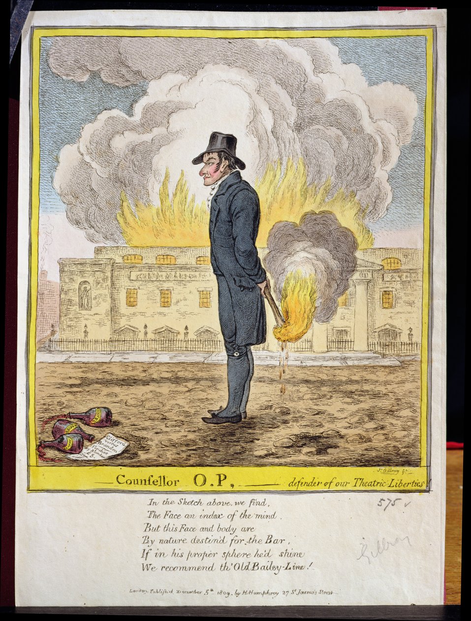 المستشار OP ، المدافع عن حرياتنا المسرحية ، يظهر حرق Covent Garden Theatre ، الحانة. هانا همفري ، 1809 بواسطة جيمس جيلراي