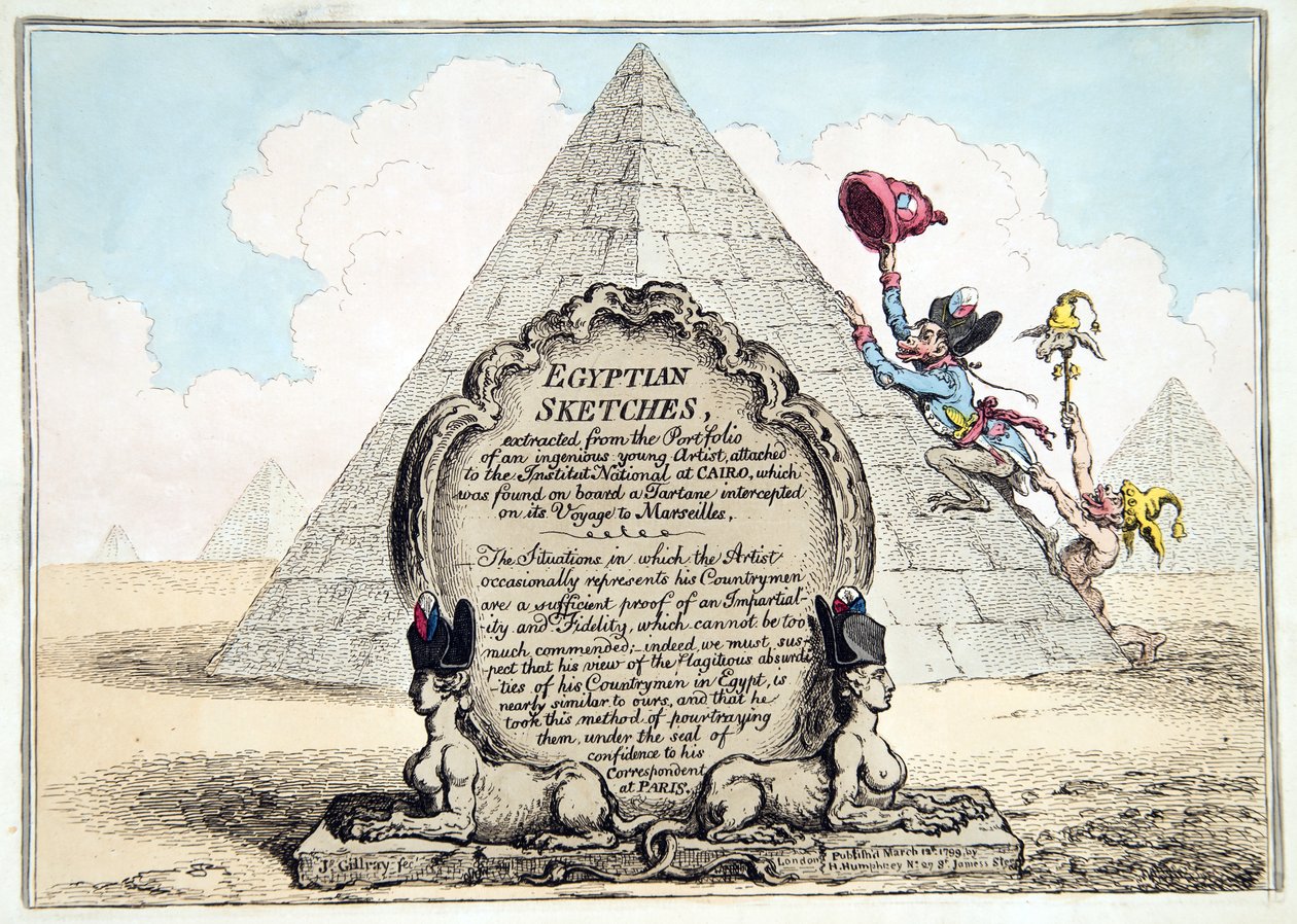 اسكتشات مصرية ، نشرت هانا همفري عام 1799 (حفر يدوي) بواسطة جيمس جيلراي